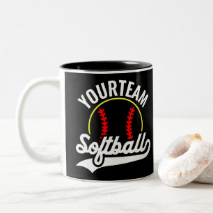 Softball Team Player ADD NAME Personalisierte Liga Zweifarbige Tasse