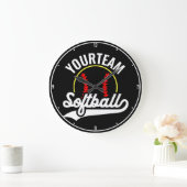 Softball Team Player ADD NAME Personalized League Große Wanduhr (Zuhause)