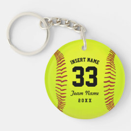 Softball Team Schwarzer Text Benutzerdefiniert Schlüsselanhänger