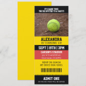 Softball-Ticket Geburtstag Einladung (Vorne/Hinten)