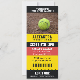 Softball-Ticket Geburtstag Einladung