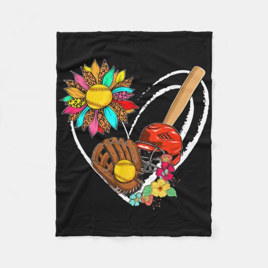 Softball-Tools Sonnenblume Süße Herzform Floral F Fleecedecke (Vorderseite)