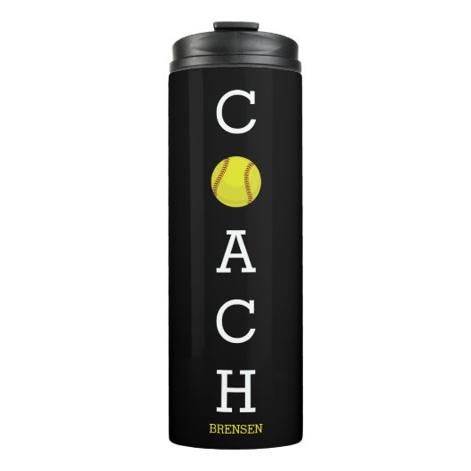 Softball-Trainer-individueller Name Thermosbecher (Vorderseite)