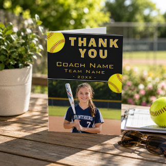 Softball-Trainer-Spieler-Name-Foto-Dankeschön-Kart Dankeskarte