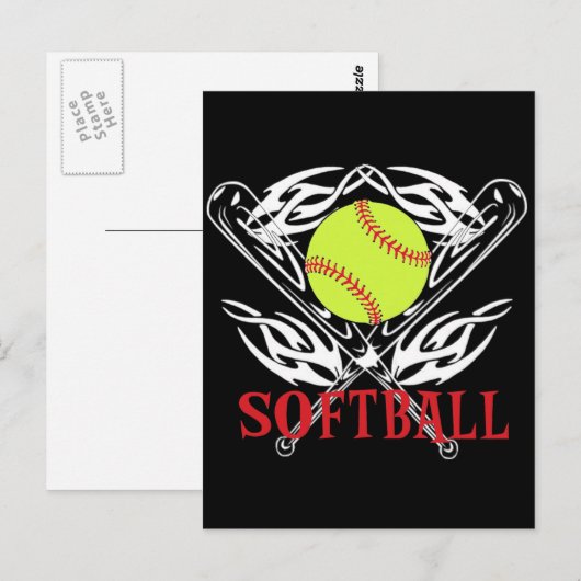 Softball-Tribal Postkarte (Vorne/Hinten)