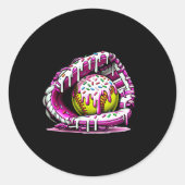Softball Tropfen Ice Cream Sprinkles Softball Hand Runder Aufkleber (Vorderseite)