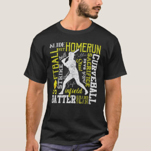 Softball-Typografie Wort Schlagmann Pitcher Fäng T-Shirt