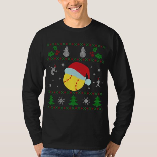 Softball Ugly Christmas Sweater T-Shirt (Vorderseite)