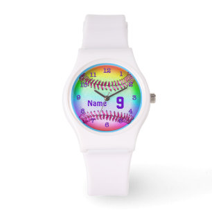 Softball-Uhren mit IHRER JERSEYzahl und -NAMEN Armbanduhr