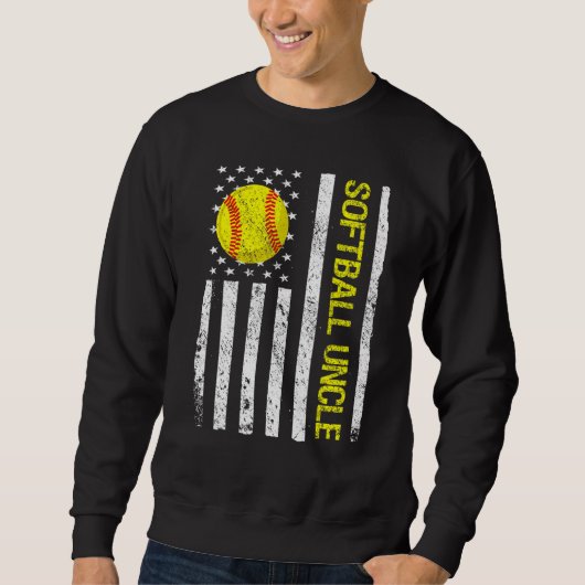 Softball Uncle American USA Flag Sweatshirt (Vorderseite)