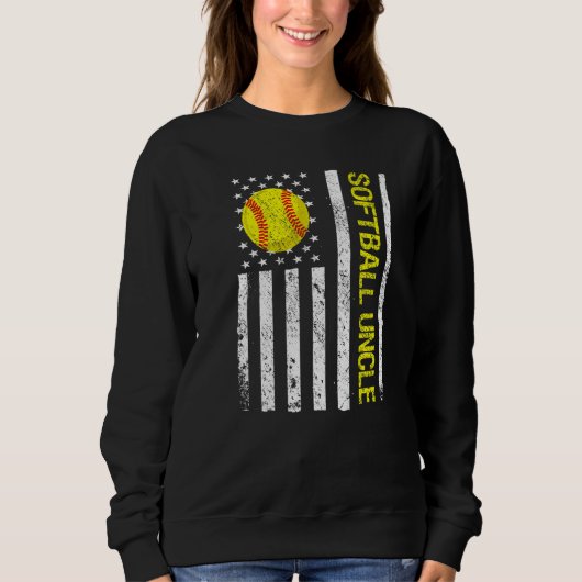 Softball Uncle American USA Flag Sweatshirt (Vorderseite)