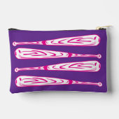 Softball und Ball rosa und Lila Zubehörtasche (Rückseite)