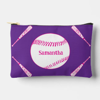 Softball und Ball rosa und Lila Zubehörtasche