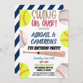 Softball und Baseball-Party Einladung (Vorne/Hinten)