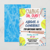 Softball- und Baseball-Party-Einladung Einladung (Vorne/Hinten)