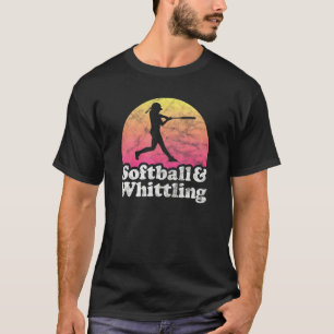 Softball- und schnitzende Frauen oder Mädchen T-Shirt