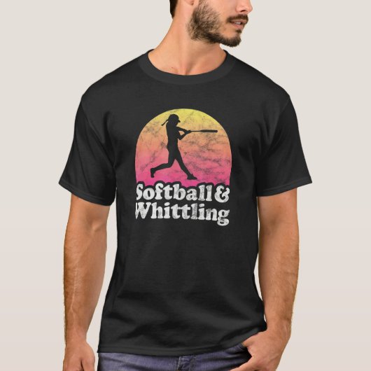Softball- und schnitzende Frauen oder Mädchen T-Shirt (Vorderseite)