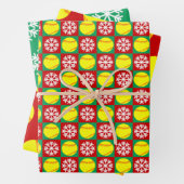Softball und Snowflake Rot und Grün Geschenkpapier Set (Beispiel)