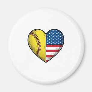Softball USA-Flagge Herz Vintage-Vektordesign_1 Magnet