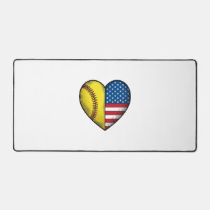 Softball USA-Flagge Herz Vintage-Vektordesign_1 Schreibtischunterlage