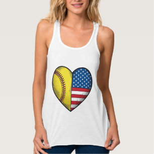 Softball USA-Flagge Herz Vintage-Vektordesign_1 Tank Top