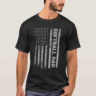 Softball Vater America Us Flag Patriot Vintag T-Shirt