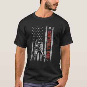 Softball Vater American Flag Vatertag 4. Juli T-Shirt