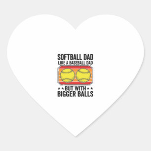 Softball-Vater Größere Bälle Vintage-Gravur-Shirt_ Herz-Aufkleber