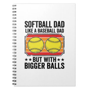 Softball-Vater Größere Bälle Vintage-Gravur-Shirt_ Notizblock