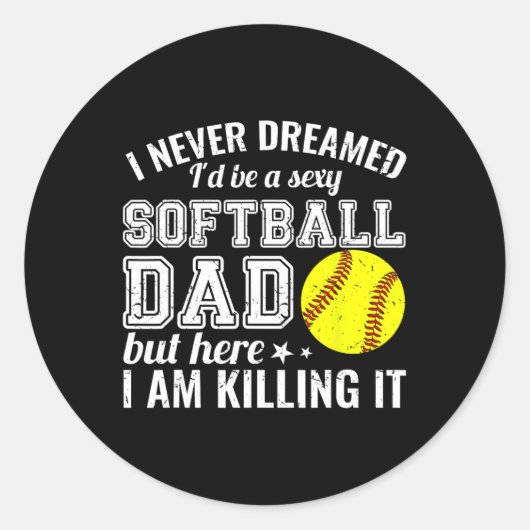 Softball-Vater hier töte ich es lustig Runder Aufkleber (Vorderseite)