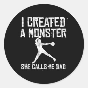 Softball-Vater - Ich habe ein Monster entworfen, d Runder Aufkleber
