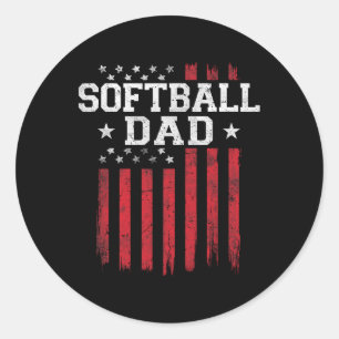 Softball Vater Proud American Flag Usa Patriot Pat Runder Aufkleber