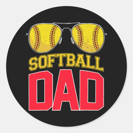 Softball Vater Proud Daddy von Softball Player Runder Aufkleber (Vorderseite)