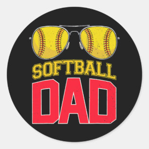Softball Vater Proud Daddy von Softball Player Runder Aufkleber