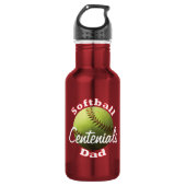 Softball-Vater-Team-Name Edelstahlflasche (Vorderseite)