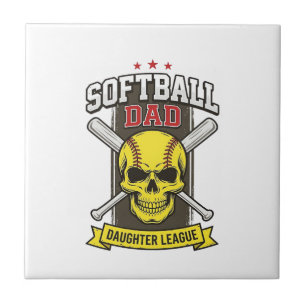 Softball-Vater-Tochter-Liga Vintage-Vektor-Design Fliese