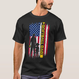 Softball Vater Usa Flag Softball Player Vater Vate T-Shirt