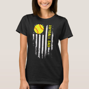 Softball Vater Vintag Flag USA amerikanischer Flag T-Shirt