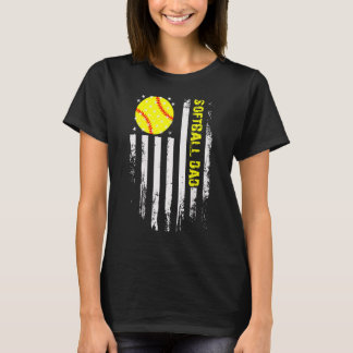 Softball Vater Vintag Flag USA amerikanischer Flag T-Shirt