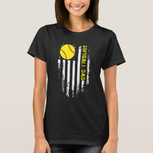 Softball Vater Vintag Flag USA amerikanischer Flag T-Shirt