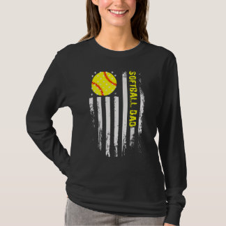 Softball Vater Vintag Flag USA amerikanischer Flag T-Shirt