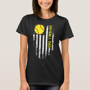 Softball Vater Vintag Flag USA amerikanischer Flag T-Shirt