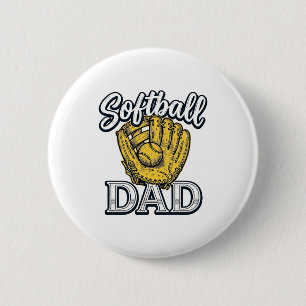 Softball-Vater Vintage-Handschuh-Shirt-Design_1 Button