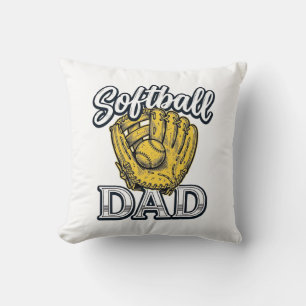 Softball-Vater Vintage-Handschuh-Shirt-Design_1 Kissen