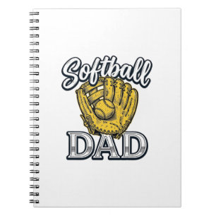 Softball-Vater Vintage-Handschuh-Shirt-Design_1 Notizblock