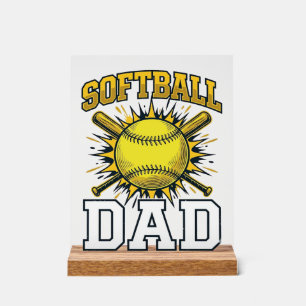 Softball-Vater Vintage-Schriftzug-Shirt-Design_1 Acrylschild