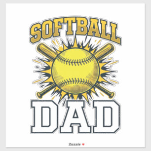 Softball-Vater Vintage-Schriftzug-Shirt-Design_1 Aufkleber