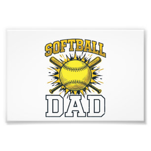 Softball-Vater Vintage-Schriftzug-Shirt-Design_1 Fotodruck