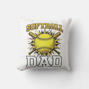 Softball-Vater Vintage-Schriftzug-Shirt-Design_1 Kissen