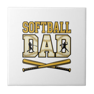 Softball-Vater Vintage-Stich Bat Grafik_1 Fliese